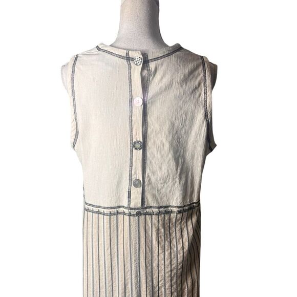 Vintage Surya II Sleeveless Dress Size 1X Ivory Boho Travel Buttons - Picture 4 of 10